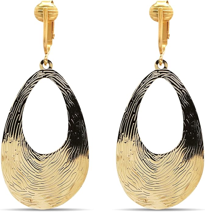 Aloha Earrings Gold Tone Non Pierced Clip On Dangling Earrings