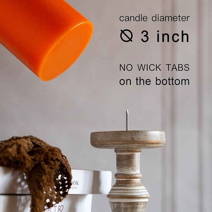 MOZEAL 3" x 6" Hand-Poured Unscented Candle, Dripless Pillar Candle Set of 3 - Image 4