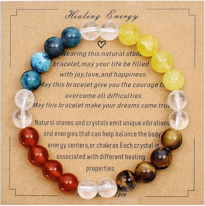 Strong Healing Crystal Bracelet 8MM Genuine Stone Bracelet Lucky Beaded Bracelet Chakra Bracelet 6.5 inch Positive Energy Inspirational Gifts for Women Mom