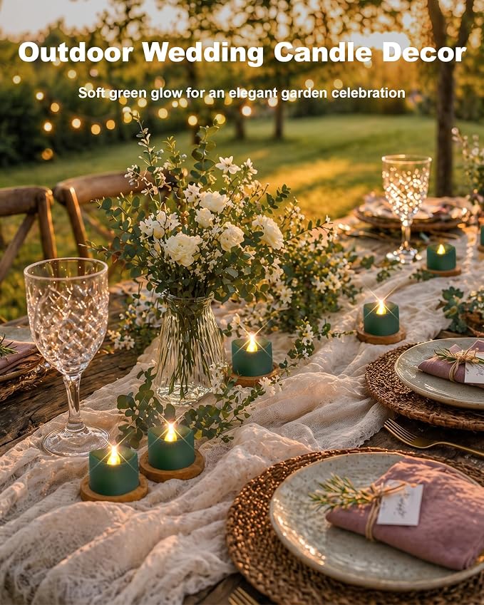 Homemory 50-Pack Green Flameless Battery Tea Light Candles, 200+ Hours | - Image 3
