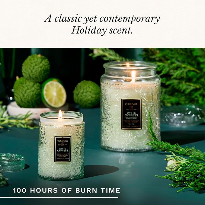 Voluspa White Cypress, Large Candle Jar, 18 Ounce, 100 Hour Burn Time, & - Image 5