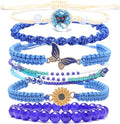 DS 6PCS String beads Charm Bracelets for Teen Girls Handmade Braided Rope Butterfly daisies Eternal flower Boho Surfer Bracelet for women Adjustable friendship Stretch birthday jewelry Gift Friends