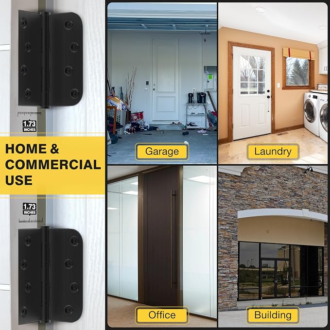 KOLET Ball Bearing Door Hinges, 4 x 4 Inches, Matte Black, 12 Pack | Heavy Duty - Image 6