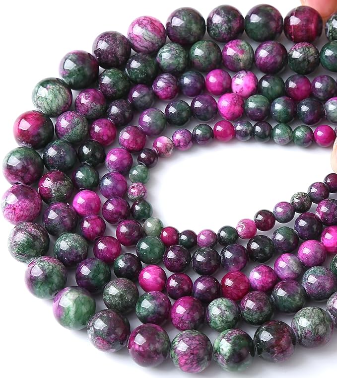 90pcs 4mm Natural Stone Tourmaline Persian Jade Beads Round Loose Beads for Jewelry Making DIY Bracelets Necklaces Crystal Energy Healing Stone Beads 15" (Tourmaline Persian Jade, 4mm)