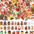 Giegxin 40 Pcs Christmas Resin Charm Kawaii Gingerbread Snowman Santa Xmas Tree Flat Back Cabochon Accessories Cute Embellishments Bulk for Christmas Decoration Jewelry Cellphone Case Scrapbooking DIY