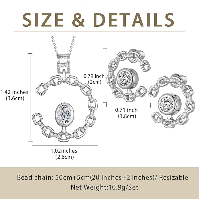 Elegant C-Shaped Crystal Necklaces/Stud Earrings Set with Birthstone Jewelry Set Silver Plated Fashion Jewelry for Women CS0003