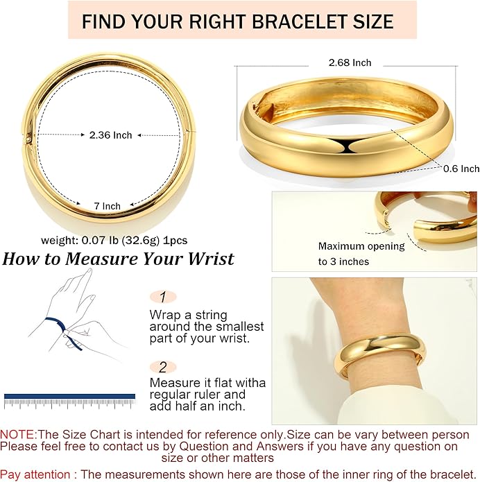 2Pcs Bangle Bracelets for Women Gold Arm Cuff 14k Gold Plated Chunky Gold Bangle Set Hinged Cuff Bracelets Trendy Arm Cuff Jewelry for Women