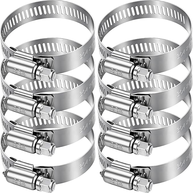 Boao Adjustable 304 Stainless Steel Duct Clamp Hose Clamp, 8 Pieces, 2 Inch - Image 2