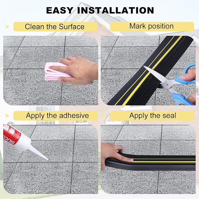 DGSL 16FT Garage Door Threshold Seal, 0.7" Heavy Duty Rubber Door Seal | Bottom - Image 7