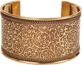 Touchstone Indian Bollywood Handcrafted Slip In Easy To Wear Stylish Wrist Enhancer Designer Broad Jewelry Cuff Bracelet For Women and Men.