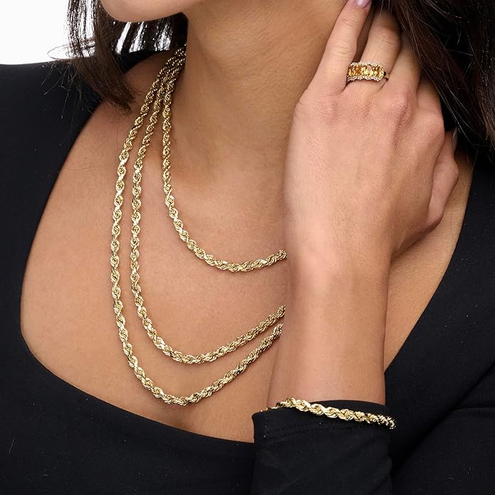 Gold Rope Chain Bracelet for Men & Women – 100% Real 10k or 14k Gold, Lightweight, Premium Craftsmanship