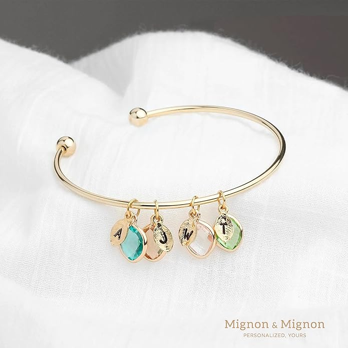 MignonandMignon Birthstone Bracelet for Women Mom Family Tree Gifts Mother Grandma Citrine Jewelry Opal - BSOBR-L-D