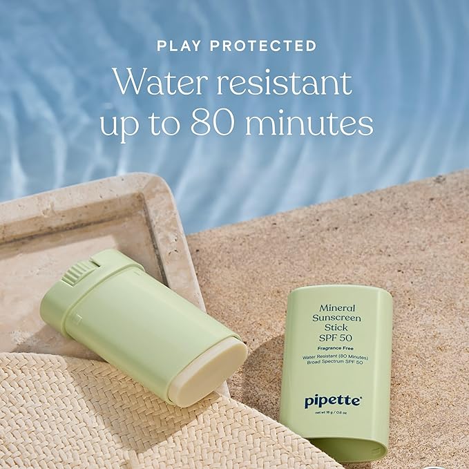 Pipette Baby Mineral Sunscreen Stick SPF 50, Broad Spectrum Sunblock with Non-Nano Zinc Oxide, Water Resistant UVB/UVA Sun Protection for Kids & Sensitive Skin, Perfect for Travel, 0.6 oz