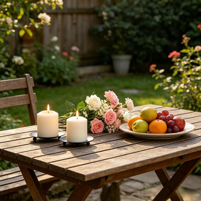 Hosley Set of 6 Black Candle Plates – 4.75 Inch Round Metal Trays - Image 6