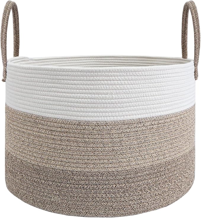 JMvicyroam 65L Extra Large Machine Washable Cotton Rope Blanket Basket | by JMvicyroam