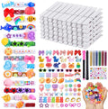 JOICEE 80 Set Cheer Pins Spirit Clips,Clothes pins Include 126 Mini Resin Animals Bows and Self Adhesive Stickers Pen 300 Beads Pearls for Backpacks Ribbon Team Classroom Cheer Gifts Bulk(White Wood)