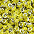 100Pcs Rhinestone Large Hole Beads Spacer Beads Yellow European Craft Big Beads Large Hole Rhinestones Lampwork Murano Bead Fairy Wand Garden Beads for DIY Bracelet Necklace Jewelry Making Supplies
