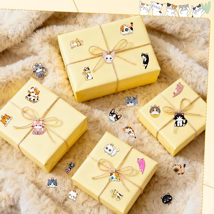 Cat Charms Pendants - 48Pcs Pet Cat Alloy Enamel Jewelry Pendants Bulk Cute Animals Gold Enamel Charms for Jewelry Making Earring Necklace Bracelet Making DIY Crafts Birthday Xmas Winter Holiday Gift