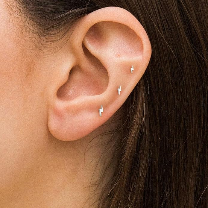 VRIUA 20G Tiny Flat Back Earrings for Women - 14K Gold/Silver Plated Small Flat Back Stud Earrings Hypoallergenic Cartilage Helix Piercing Jewelry