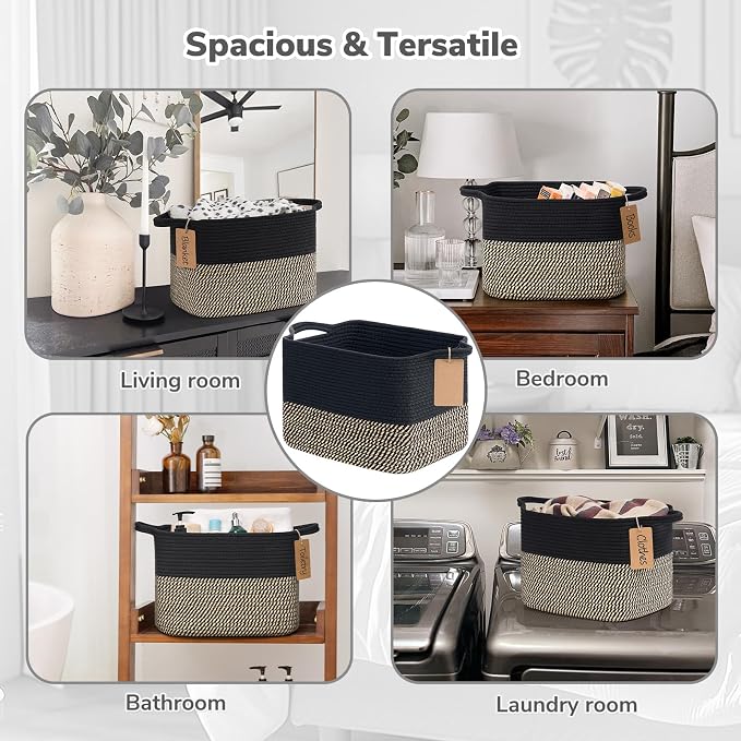 Goodpick Woven Storage Basket for Shelves, Wicker Baskets for Shoes, Toys & - Image 4