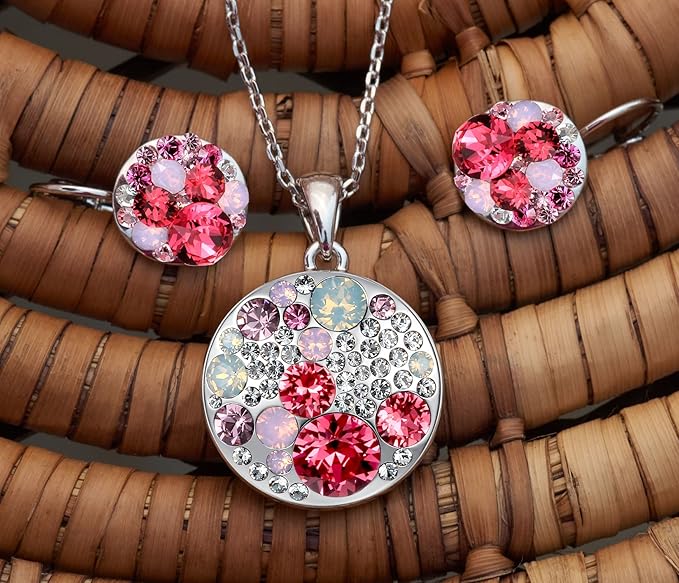 Leafael Ocean Bubble Women's Crystal Jewelry Set Costume Fashion Pendant Necklace Earring, Silver Tone or 18K Rose Gold Plated, 18" + 2", Birthday Gifts for Women