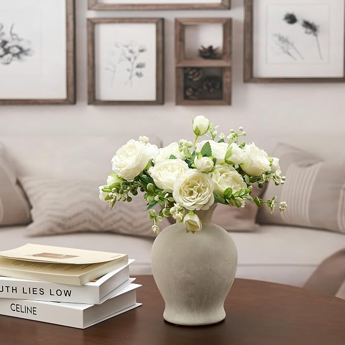 7.2" Ceramic Vase for Home Decor, Decorative Terracotta Farmhouse Rustic Vases - Image 5