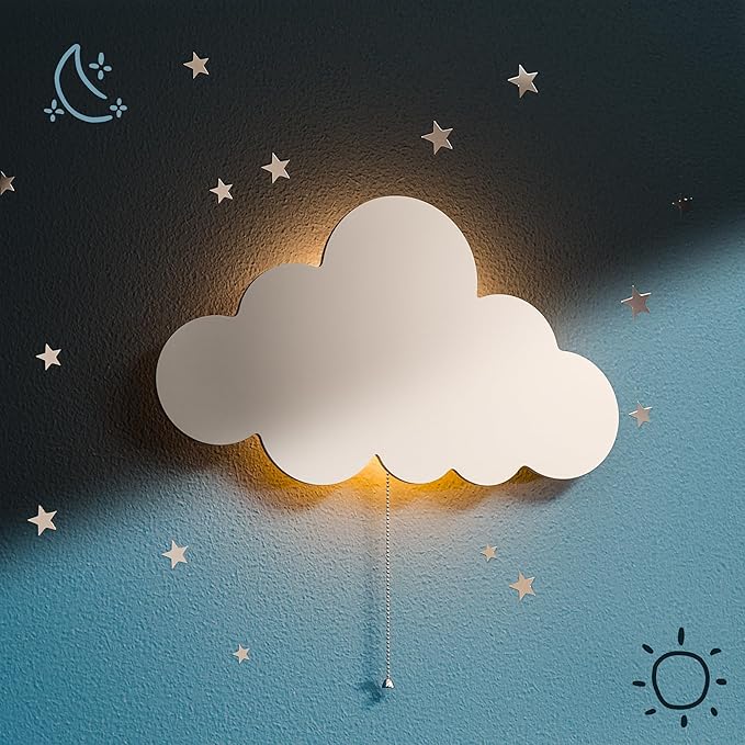 Tip perk Floating Cloud Wall Lamp for Baby Nursery | Cute Floating Cloud Lamp for Kids Bedroom | Battery-Operated Hanging Night Lights for Bedroom