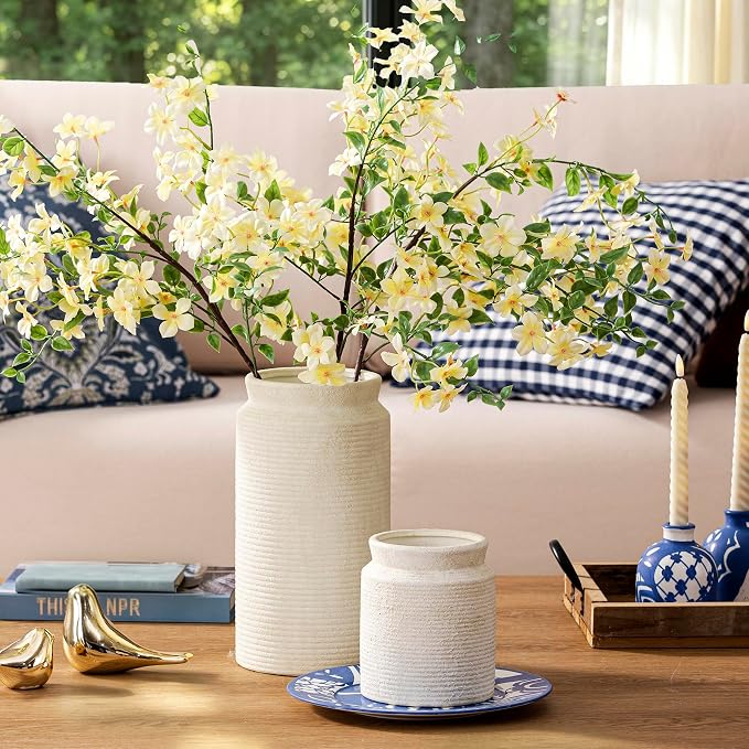Dobbyby Ceramic Flower Vase 12 inch Farmhouse Rustic Vase - Image 3