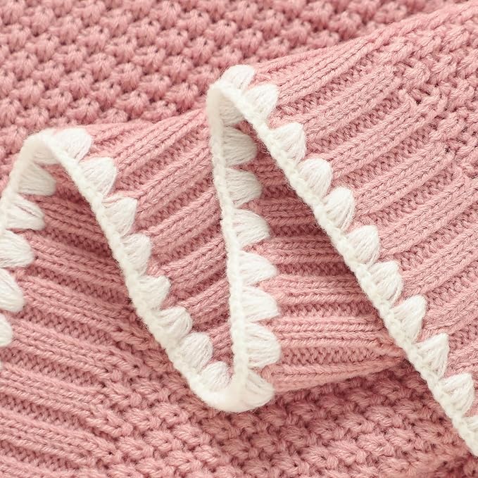 Neiwech Baby Blanket Knit Cozy Soft Lightweight Crib Stroller Nursery Receiving Swaddling Blankets for Newborn Infants Boys Girls Pink 30x40 Inch