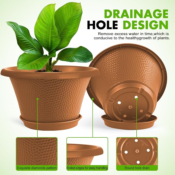 Quarut 12 Inch Pots for Plants, 4 Pack Large Flower Pots - Image 4