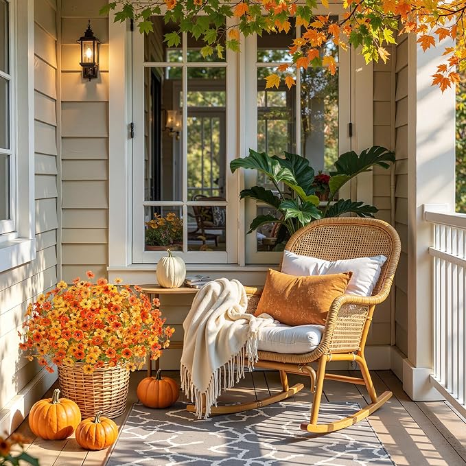 Alupssuc 96 Bundles Artificial Fall Flowers, UV Resistant Faux Mums Porch | - Image 8