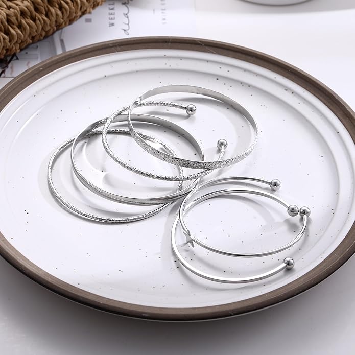 ÌF ME Gold Bangle Bracelets for Women, Indian Bangles Stackable Set, Multi Layer Textured 14K Gold Plated Chunky Bracelets Boho Jewelrys Set