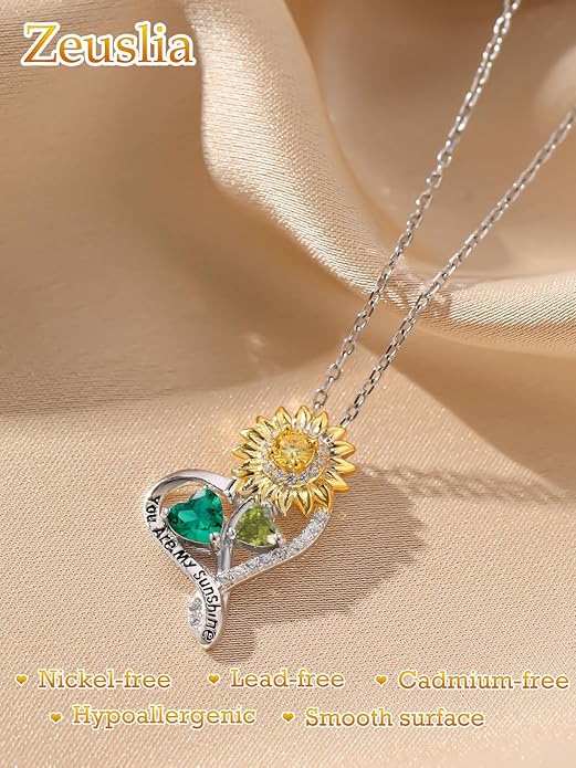 Valentine's Day Gifts for Wife 925 Sterling Silver Double Birthstone Pendant Necklaces I Love You for Always and Forever Necklace Anniversary Birthday Gifts for Wife Girlfriend Mom Her
