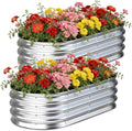 Galvanized Raised Garden Bed Outdoor, Easy Assemble Bottomless Small Oval Plant by Tegarbed