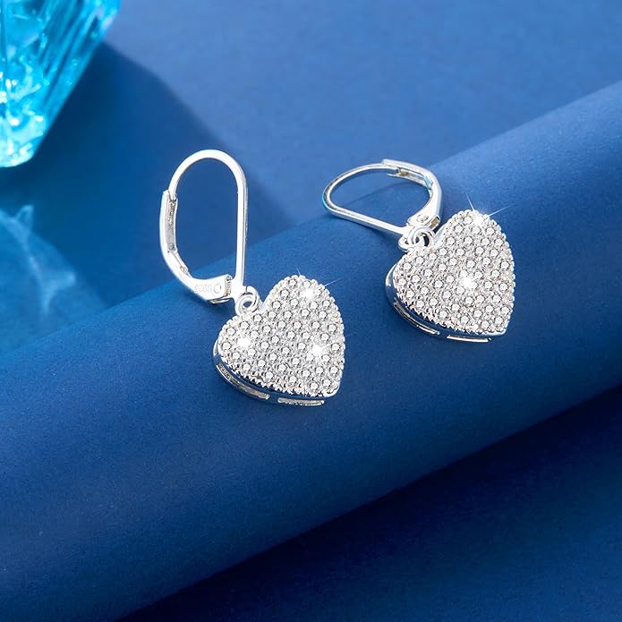 ALEXCRAFT 925 Sterling Silver Dangle Earrings, 14K Gold Plated Heart Waterdrop Earring for Women Trendy Hypoallergenic Leverback Earings Wedding Cubic Zirconia Dangle Earrings Jewelry for Women
