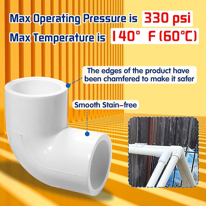 4PCS 2'' PVC 90 Degree Elbow, 2 Way Right Angle PVC Pipe Adapter Fittings - Image 6