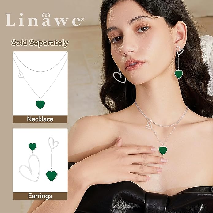 Linawe Layered Choker Heart Pendant Necklace for Women Trendy, Gold/Silver/Rose Gold Chain Stainless Steel Stacked Necklaces, Double Heart Necklace Y2K Preppy Jewelry