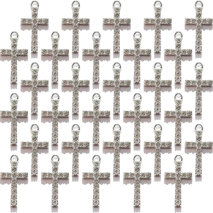 Zirconia Crystal Rhinestone Cross Charms for Jewelry Making Bracelet Necklace Choke Earring Pendant Key Chain Craft Supplies DIY Accessories