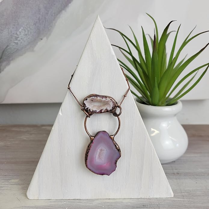 Crystal Joys Bohemian Agate Geode Slice Two Stone Necklace