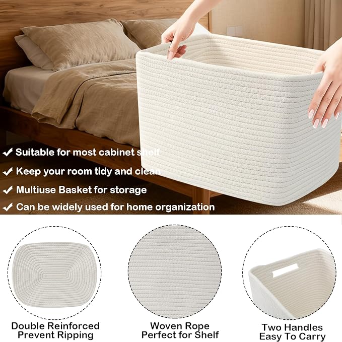 3 Pack Woven Baskets, Storage Baskets - Image 3