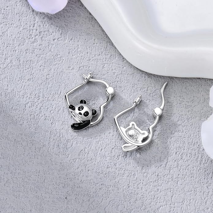 Hypoallergenic Earrings Rabbit Tiger Teddy Koala Puppy Panther Peacock Earrings Sterling Silver Animal Hug Hoop Earrings Jewelry Mothers Day Graduation Birthday Gifts for Women