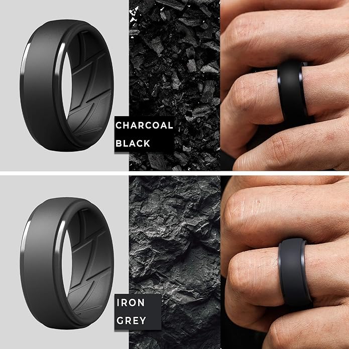 ThunderFit Men's Silicone Rings 10mm Wide 2.5mm Thick Rubber Bands, Breathable, Variety Multipack 1-10