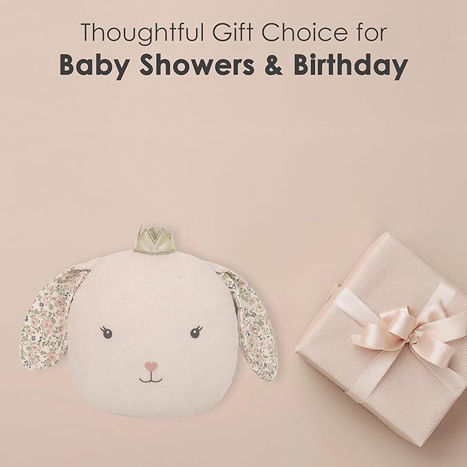 MON AMI Faith Bunny Accent Décor Pillow 12x11”, Plush Rabbit Cuddle Cushion, Decorative Throw Pillow for Child’s Nursery, Bed, Couch, Cute Room Décor