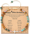Cross Bracelet for Girls 10 13 16 Year Old Birthday Gifts, Natural Stone Adjustable Christian Jewelry with Inspirational Card for Daughter Granddaughter Niece