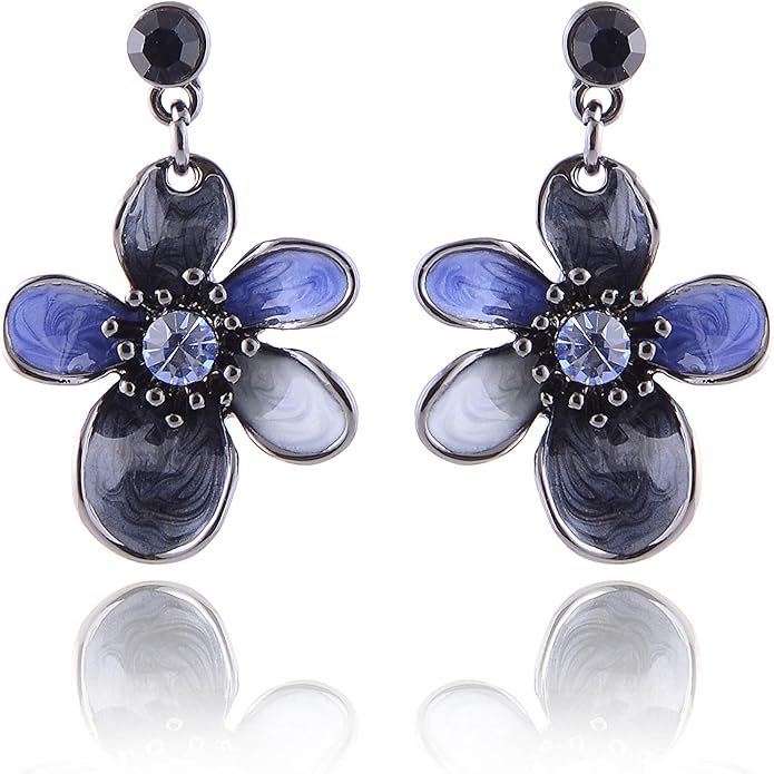 AMYJANE Vintage Statement Jewelry Set - Spring Leaf Flower Floral Plant Necklace Earring Set Crystal Rhinestone Fashion Costume Jewelry for Women Prom Party Unique Gift