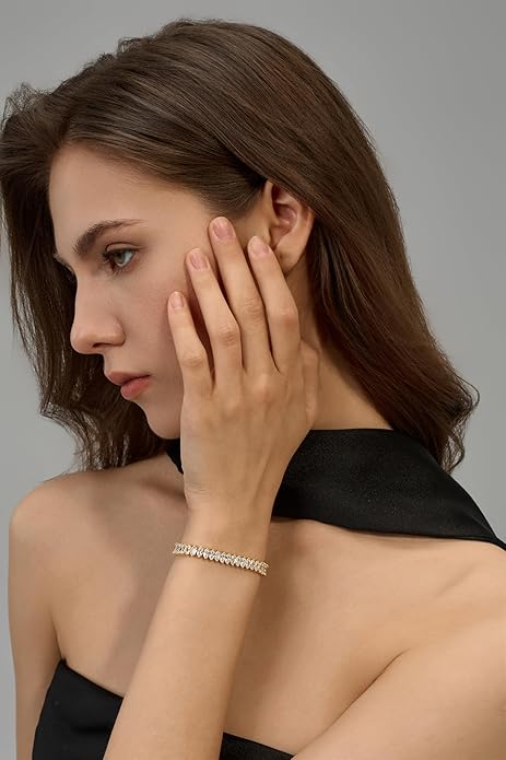 14K Gold Filled Tennis Bracelet for Women- Classic Gold Bracelet for Women, Oval Stone Cut Bracelet Valentines, Mothers, Christmas Jewelry Gift for Women