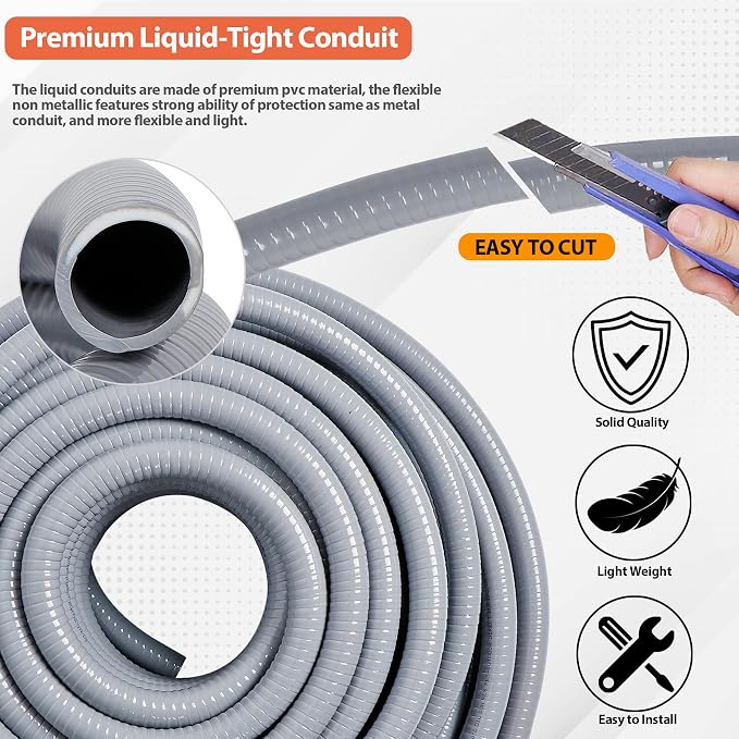 3/4 inch Flexible Liquid-Tight Conduit Kit 25ft, UL Listed | Non-Metallic - Image 3
