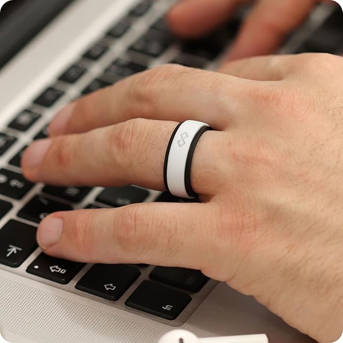 Rinfit Silicone Rings for Men 9mm Wide, 2mm Thick - Mens Rubber Wedding Bands - Infinity Ring with 2 Layers - Patented Design