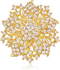 Womens Flower-shape Statement Brooch Pin Crystal Brooch for Women