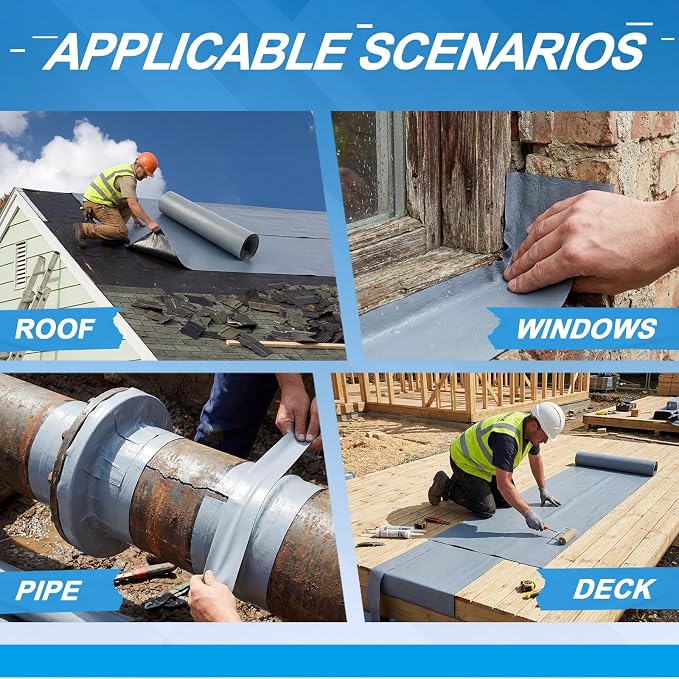 40in x 16.5ft Roof Waterproof Tape, Heavy Duty TPU Self-Adhesive Leak Repair - Image 5